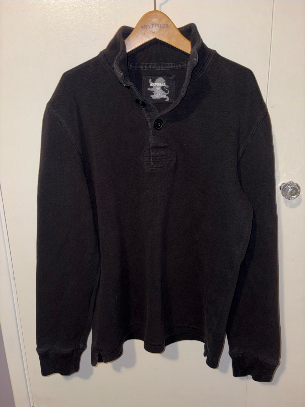 Express Black Quarter-Button Sweatshirt